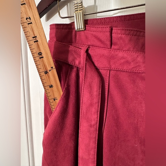 FREE PEOPLE 8 Nightfall Vegan Suede Pants Pomegranate High Waisted Paper Bag Vtg - Picture 14 of 16